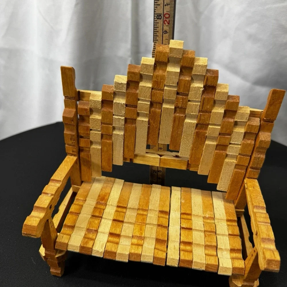 Handmade Doll Bench Made From Wooden‎ Clothes Pins, Unique Piece, 6.5